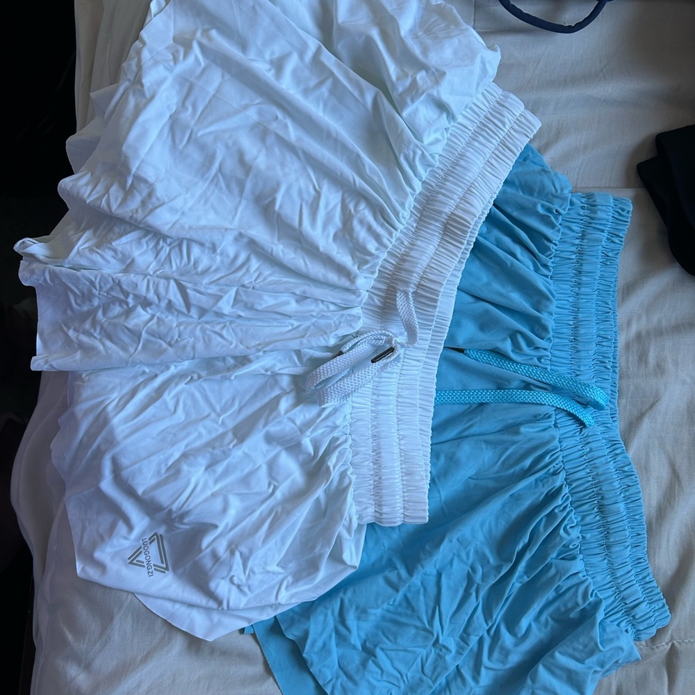 White and Blue Athletic Shorts